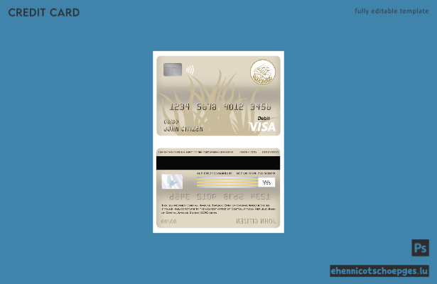 Beispielvorschau der Visa-Debitkarte der Zentralbank der Zentralafrikanischen Republik (BEAC)